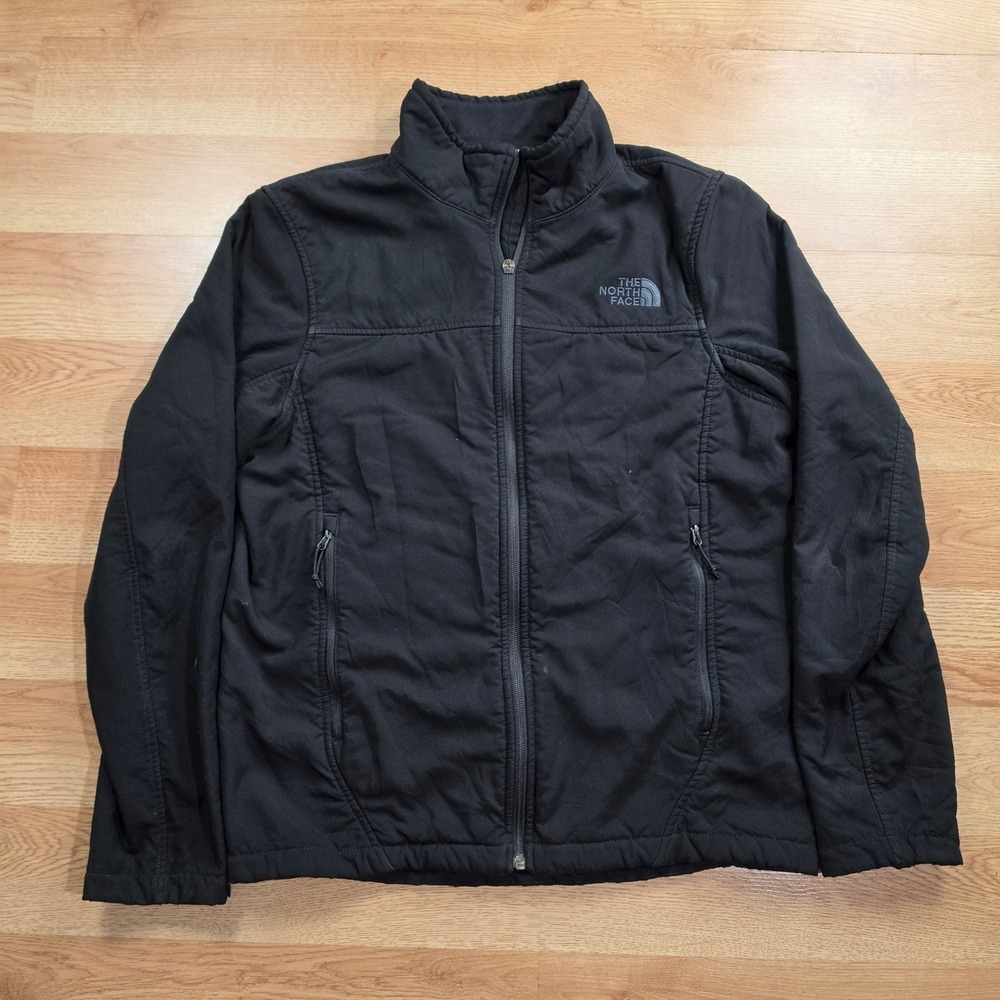 The North Face Jacket Mens Small WindWall Softshell Fleece Lined Black Full Zip